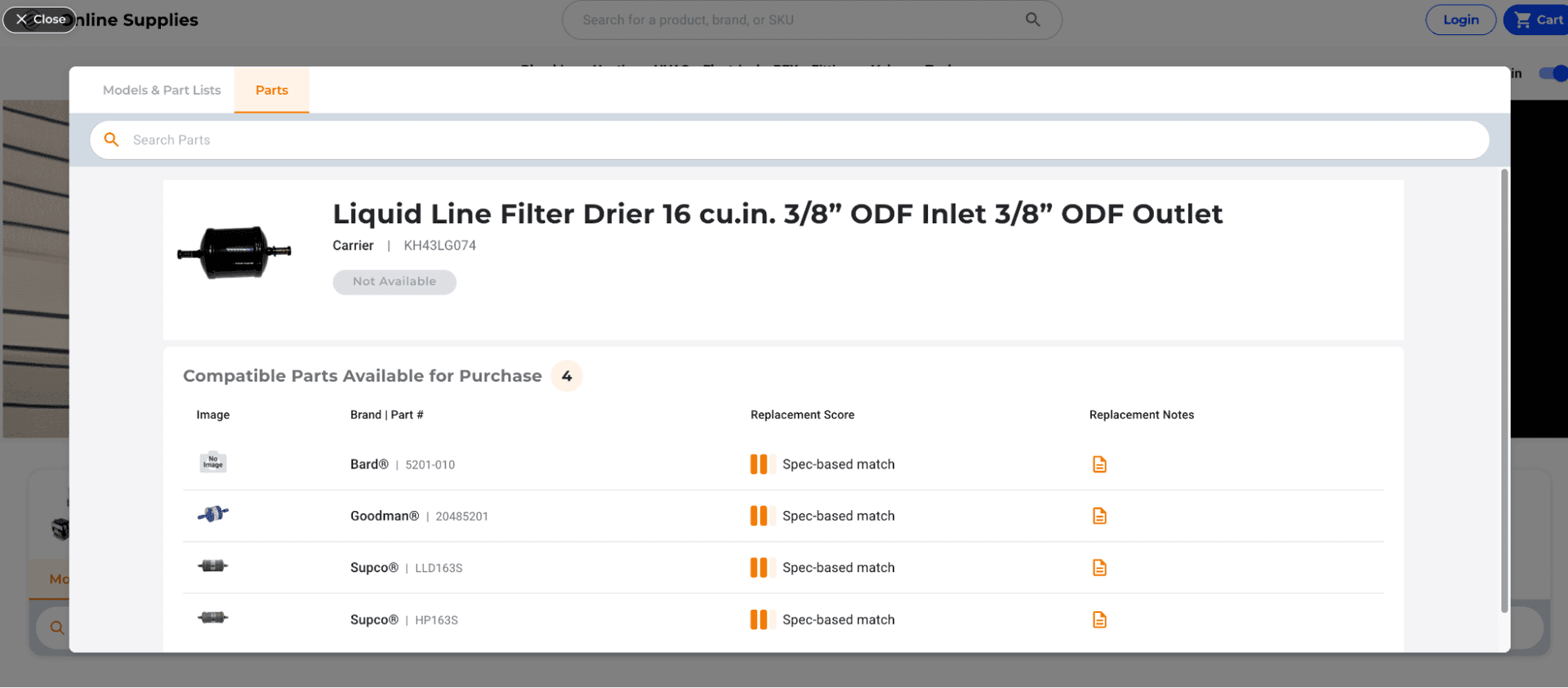 Switching search types within the modal