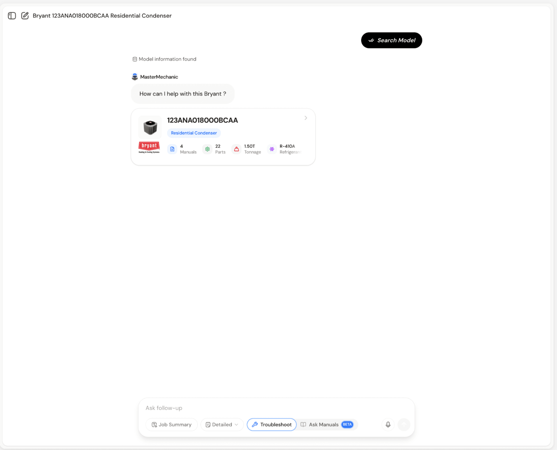 Master Mechanics View with Model