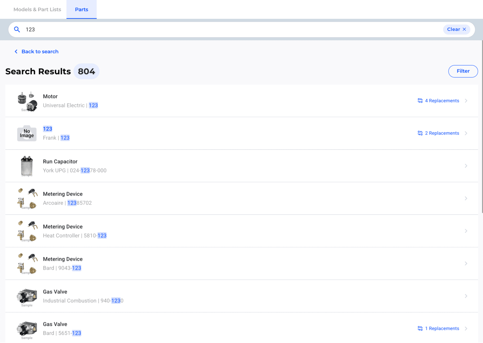 Part Search with Initial Query