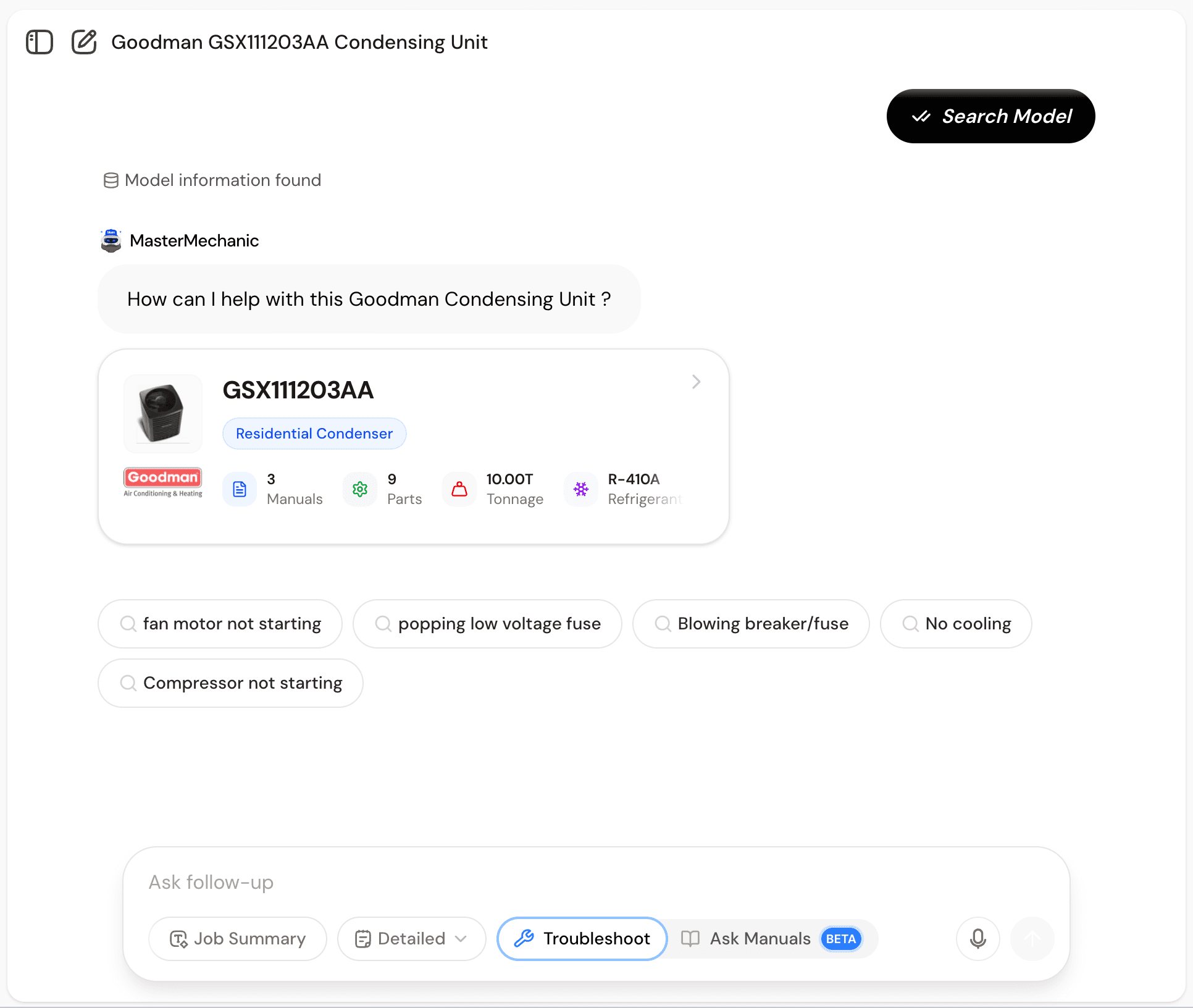 MasterMechanic interface